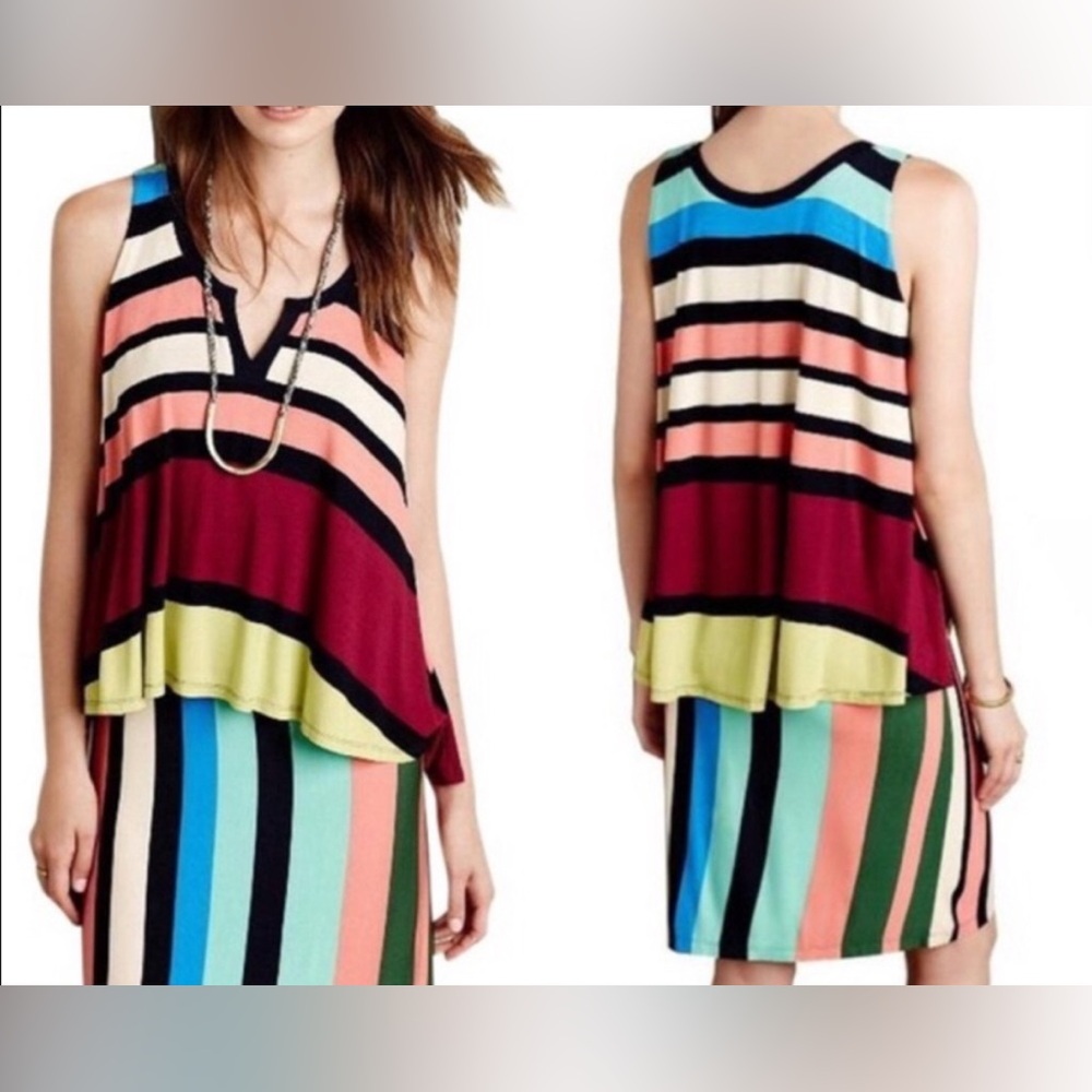 NWT! Anthropologie Maeve Davina Layered Rainbow Dress